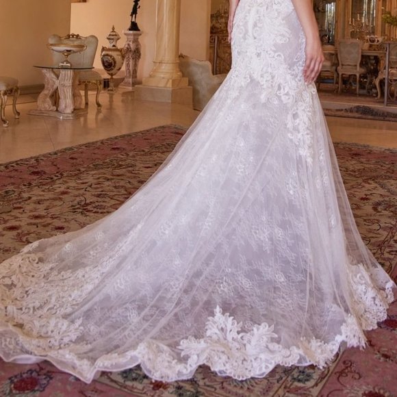 NEW WHITE WEDDING BRIDAL Sweetheart Neck Mermaid Shape Prom Dress CD928 - Picture 9 of 10